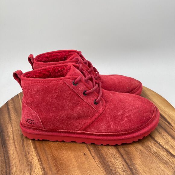 UGG Neumel Boots Mens Size 9 Red Suede Chukka Casual Comfort Ankle Fur Lined main image 6